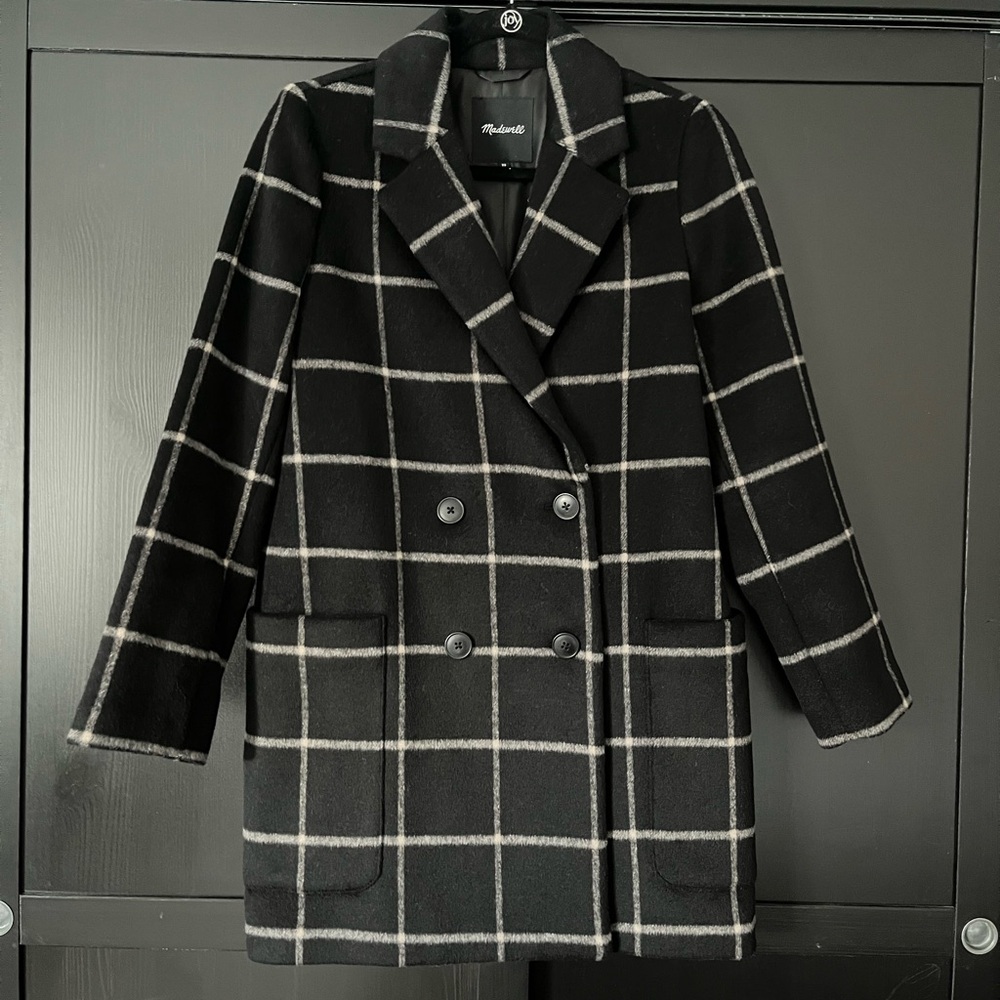 Madewell Hollis Double-Breasted Coat in Windowpane